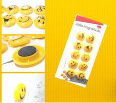 Imãs Magnético Mural - Geladeira Fotos Recados 10 peças Emoji Smile TRC7794
