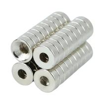 Imãs Redondos Industriais DIY Para Quadro Branco E Geladeira, 10 Peças, 12x3-4mm, Com Furo