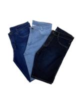 Imperdível - Kit 3 Bermudas Jeans Mens Com Lycra - Variadas