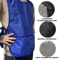 Impermeavel 3 bolsos avental uniforme bata jaleco colete profissional unisex azul tamanho unico femi