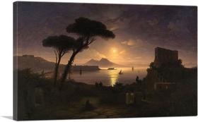 Impressão artística em tela, pintura emoldurada esticada, Baía de Nápoles