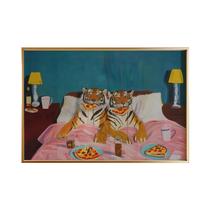 Impressão De Arte De Parede Grande Com Tema De Pizza E Tigre, Decoração Retrô Com Estilo Dopamina, Impressão De Arte De Parede Grande Com Tema De Pizza E Tigre, Decoração Retrô Com Estilo Dopamina,