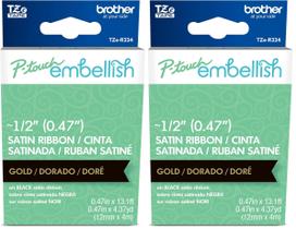 Impressão dourada embelezada Ribbon Brother P-Touch em cetim preto Impressão dourada embelezada Ribbon Brother P-Touch em cetim preto