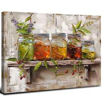 Impressão em tela Decoração de parede de cozinha Mason Jar Farmhouse 40x60cm