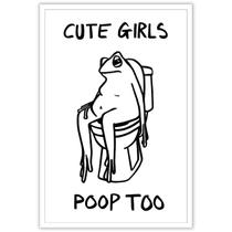 Impressão em tela Funny Bathroom Frog Wall Art 40x60cm sem moldura