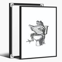 Impressão em tela Funny Bathroom Frog Wall Art Retro Frog 40x60cm