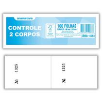 Impresso Talão Controle 2 Corpos 100 Folhas 5X14CM - Pacote com 20 Unidades