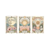 Impressões Artísticas De Cartas De Tarô Vintage Sol Estrela Lua, Pôsteres De Lona Floral Boêmia,