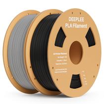Impressora 3D Filament Deeplee PLA 1,75 mm, pacote com 2, 1 kg, preto e cinza