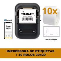 Impressora Bluetooth + 10 Rolos Etiquetas Adesivas 30x20 Impressora Bluetooth + 10 Rolos Etiquetas Adesivas 30x20
