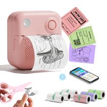 Impressora de adesivos LAIBEAR Print Pods, mini impressora com 7 rolos de papel térmico, criadora de adesivos sem tinta com Bluetooth para DIY, artesanato, diário, estudos e trabalho, compatível com celular e tablet (rosa) Impressora de adesivos LAIBEAR Print Pods, mini impressora com 7 rolos de papel térmico, criadora de adesivos sem tinta com Bluetooth para DIY, artesanato, diário, estudos e trabalho, compatível com celular e tablet (rosa)