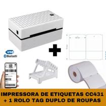 Impressora De Etiqueta Térmica + 1 Rolo De Tag 75x50 Duplo - TITANNET