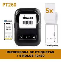 Impressora De Etiquetas Bluetooth + 5 Rolos Etiquetas 40x60