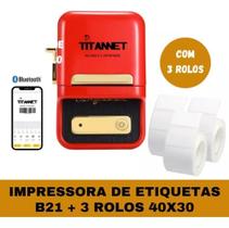 Impressora Etiquetas Niimbot B21+ 3 Rolos 40x30