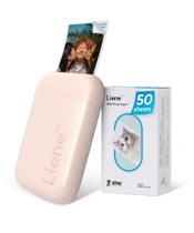 Impressora Fotográfica Instantânea Liene 2x3 - Mini Impressora Colorida com 50 Papéis Rosa