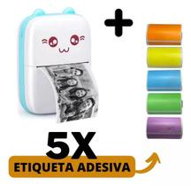 Impressora gatinho + 5 Rolos etiqueta Adesiva Colorida