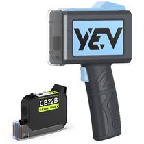 Impressora Manual a Jato de Tinta YEV V127 com Impressão Contínua de 16 Horas, Suporte para 5 Rodas para Impressão de Números de Lote, Logos, Números Seriais, Códigos de Barras e QR em Diversos Materiais (Azul)