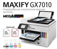 Impressora Multifuncional, Maxify GX7010, Duplex Impressão, ADF, bivolt, rendimento 21.000 páginas, tanque de tinta