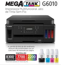 Impressora Multifuncional Tanque de Tinta Mega Tank G6010, Duplex Automática, WIFI, Ethernet - Canon Impressora Multifuncional Tanque de Tinta Mega Tank G6010, Duplex Automática, WIFI, Ethernet - Canon