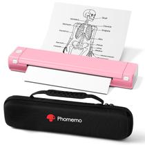 Impressora portátil Phomemo M08F sem fio Bluetooth rosa com estojo
