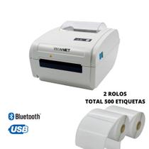Impressora Térmica Usb Bluetooth Tipo Zebra Elgin TT331 + 2 Rolos de Etiquetas