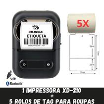 Impressora Xd-210 + 5 Rolo Etiqueta TAG para Roupa Impressora Xd-210 + 5 Rolo Etiqueta TAG para Roupa