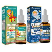 Imunitrix Vitamina C, Vitamina D, Zinco 30ml Ferrix Ferro 5mg Porção 30ml Sabor Morango