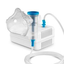 Inalador Compressor Branco e Azul Tratamento Respiratório Bronquite Asma Nebulização Kit Bivolt - MULTILASER