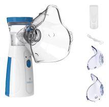 Inalador Nebulizador Silencioso Aparelho Portátil Adulto Infantil Inalação Bebe Cor Branco E Azul