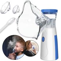 Inalador Nebulizador Silencioso Portátil com 2 Máscaras P/ Adulto Criança Tosse USB Recarregável