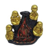 Incensário 4 Budinhas Dourados Cascata Backflow + 10 Incenso