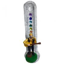Incensario 7 Chakras Branco Cigano Dourado 22 cm em Resina