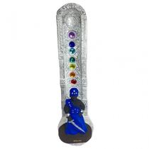 Incensario 7 chakras branco vertical Ogum azul 22 cm Incensario 7 chakras branco vertical Ogum azul 22 cm