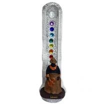 Incensario 7 Chakras Branco Xangô marrom 22 cm em Resina
