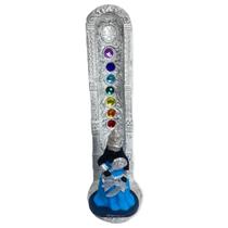 Incensario 7 chakras vertical Iemanjá negra 22 cm em resina Incensario 7 chakras vertical Iemanjá negra 22 cm em resina