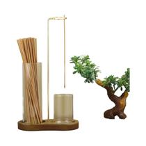 Incensário Anti-Cinzas 2 Em 1 Com Organizador De Varetas De Vidro Para Meditação E Yoga