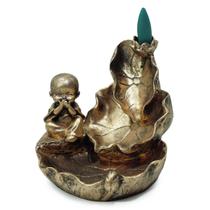 Incensário Buda Alegria Fumaça Invertida Cascata + 5 Cones