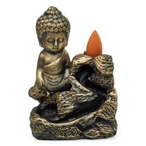 Incensário Buda Monge Menino Cascata Fumaça Zen + 5 Cones Incensário Buda Monge Menino Cascata Fumaça Zen + 5 Cones