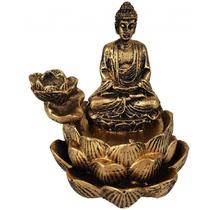 Incensário Buda Na Flor De Lótus Meditando 13081