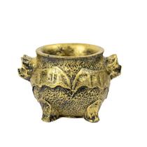 Incensário Caldeirão Morcego Dourado 5 Cm Em Resina