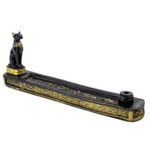 Incensário Canaleta Bastet 24 cm Preto e dour. em Resina Incensário Canaleta Bastet 24 cm Preto e dour. em Resina