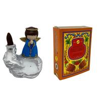 Incensário Cascata Anjo Azul Branco + 10 Unidades De Incensos