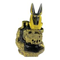 Incensário Cascata Anúbis Preto e Dourado 12 cm Resina Incensário Cascata Anúbis Preto e Dourado 12 cm Resina