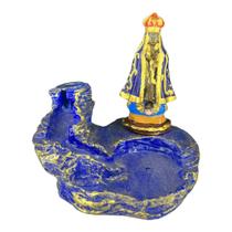 Incensário cascata Aparecida azul 10 cm resina Incensário cascata Aparecida azul 10 cm resina