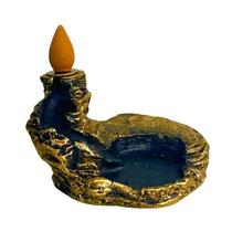 Incensário Cascata Baixa 4,5cm Universal Dourado Env. Resina