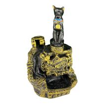 Incensário Cascata Bastet Preto e Dourado 12 cm Incensário Cascata Bastet Preto e Dourado 12 cm