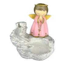 Incensário cascata branca Anjo 12 cm resina rosa