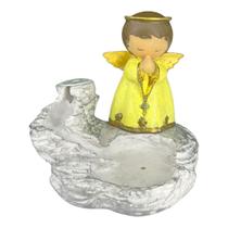 Incensário Cascata Branca Anjo Amarelo 10 cm Resina Incensário Cascata Branca Anjo Amarelo 10 cm Resina