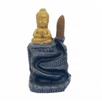 Incensário Cascata Buda Criança Cinza com Dourado 13 Cm Incensário Cascata Buda Criança Cinza com Dourado 13 Cm
