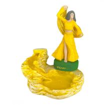 Incensário Cascata Cigana Amarelo em Resina 13 cm - META ATACADO